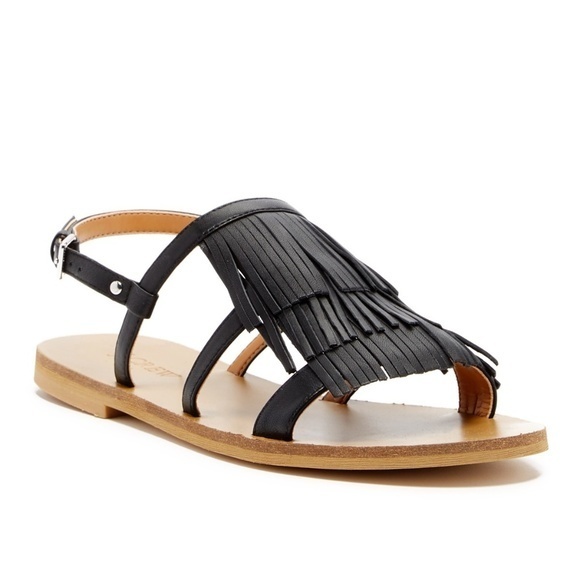 J. Crew Leather Fringe Sandal‎  Black Leather Size 7 - Picture 2 of 8